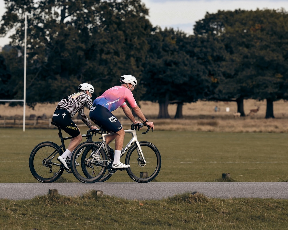 Cyclists in a park